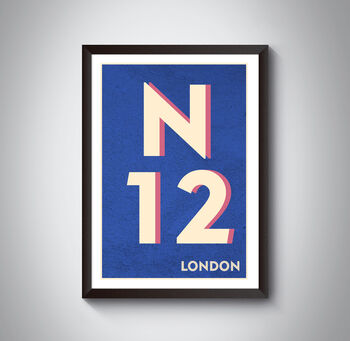 N12 North Finchley London Postcode Typography Print, 8 of 9