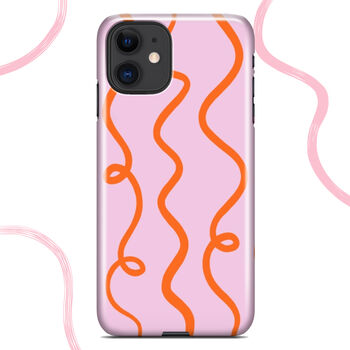 Squiggle Pattern Pink Phone Case, 5 of 9