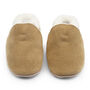 Dotty Fish Tan Soft Suede Baby And Toddler Slippers, thumbnail 7 of 8