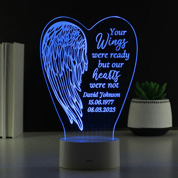 Personalised Angel Wings Memorial LED Light, 5 of 9