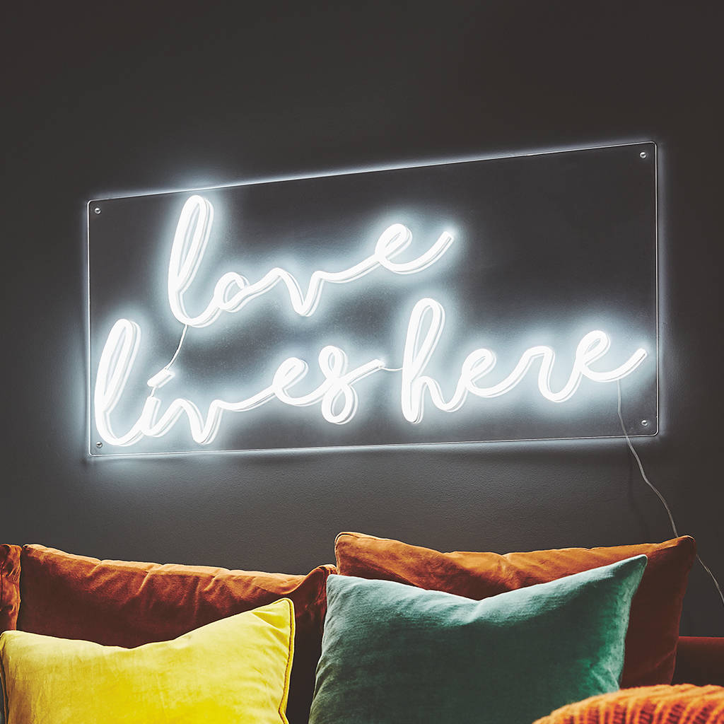 Love Lives Here LED Neon Light By Love Inc | notonthehighstreet.com