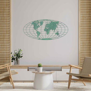 Round Wooden World Map Modern Art For Global Homes, 9 of 12