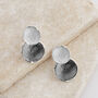 Matte Silver And Dark Grey Double Disc Stud Earrings, thumbnail 1 of 3