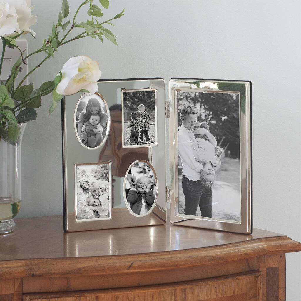 Mini Silver Folding Double Photo Frame By Jodie Byrne