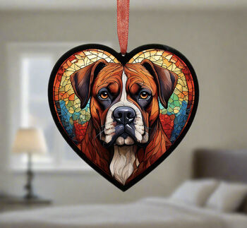 Boxer Stained Glass Effect Heart Suncatcher, 5 of 6