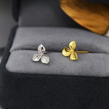 Sterling Silver Hydrangea Flower Stud Earrings, 7 of 10
