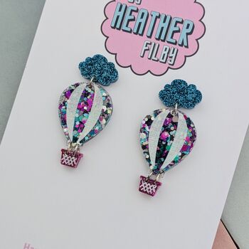 Hot Air Balloon Glitter Earrings *More Colours Available*, 3 of 5