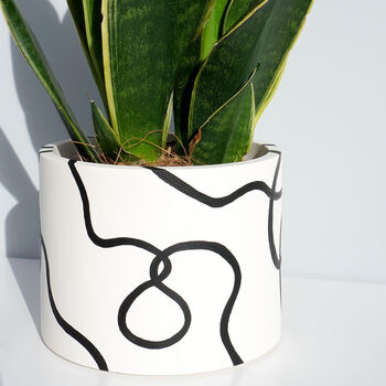 Abstract Outline Drawing Hand Painted Plant Pot, 2 of 7