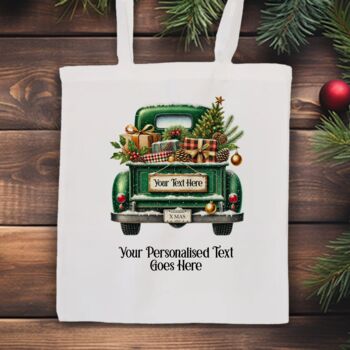 Personalised Christmas Vintage Truck Tote Bag, 4 of 10