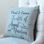 Personalised Couple's Special Date Piped Cushion, thumbnail 2 of 4