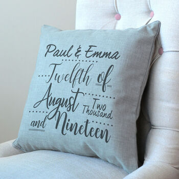 Personalised Couple's Special Date Piped Cushion, 2 of 4
