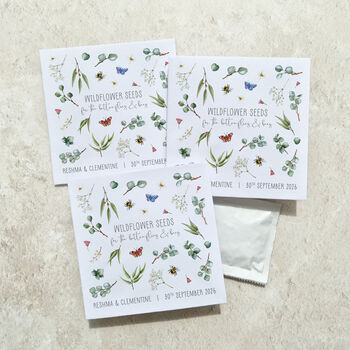 Eucalyptus And Gypsophila Wildflower Seed Packet Favours, 9 of 9