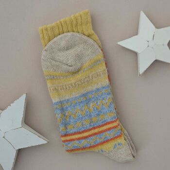 Wool Blend Nordic Socks In Yellow, 2 of 2