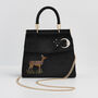 Deer And Moon Embroidered Black Velvet Tote, thumbnail 2 of 8