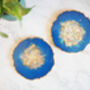 Blue Iridescent Geode Resin Coasters, thumbnail 3 of 11