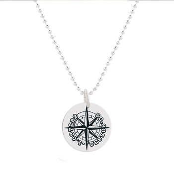 Latitude Longitude Recycled Silver Compass Necklace, 4 of 6