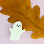 Ghost Brooch White Acrylic Smiley Face, thumbnail 3 of 7