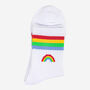 Rainbow Striped Sporty Ribbed Cotton Ankle Socks Women's White, thumbnail 2 of 4