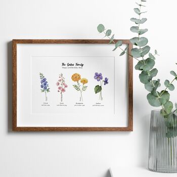 Personalised Birth Flower Family Landscape Print, 3 of 7