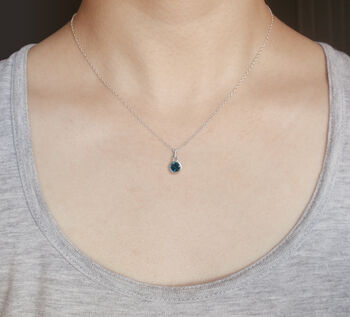 Brilliant Cut London Blue Topaz Necklace In Sterling Silver, 4 of 4