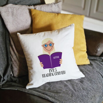 Personalised Girl's Reading Cushion Gift, 2 of 8