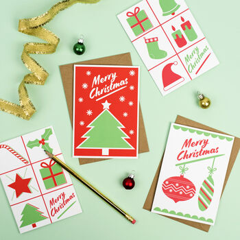 Retro Christmas With Baubles Card, 2 of 2
