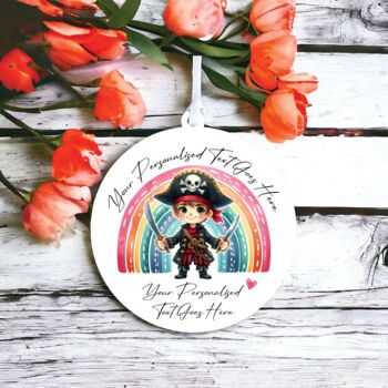 Personalised Cute Child Pirate Rainbow Decoration Gift, 2 of 2