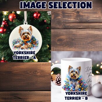 Personalised Yorkshire Terrier In Christmas Lights, 2 of 10