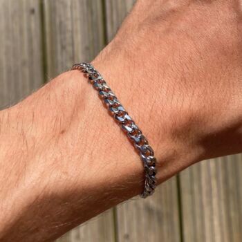Personalised Name, Date, Symbols Cuban Link Chain Bracelet, Curb Chain, 5 of 10