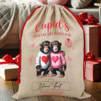 Personalised Valentine Animal Couple Love Heart Cupid Sack, 6 of 12