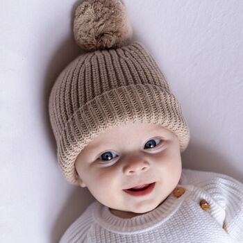 She's Here Embroidered New Baby Long Sleeve Knitted Romper, 9 of 12