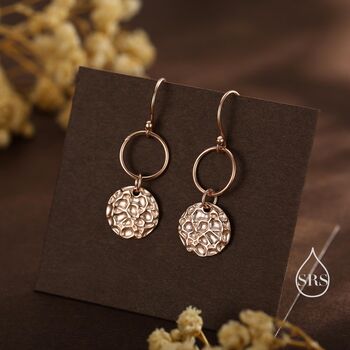 Sterling Silver Hammered Disks And Circle Dangle Drop Earrings, 3 of 11