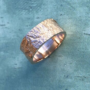 Bark Textured Solid Gold Wedding Rings 5mm+, 3 of 7