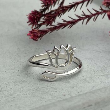 Sterling Silver Lotus Blossom Ring, Bohemian Jewellery, 3 of 10