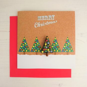 Christmas Card With Handmade Glass Tree Brooch, 3 of 5