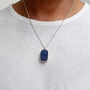 Men's Large Lapis Dog Tag Locket 925 Silver, thumbnail 6 of 11