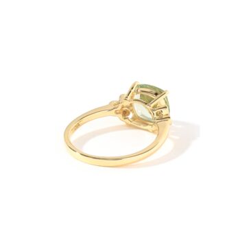 Yellow Gold Cushion Cut Green Amethyst And Diamond Ring, 5 of 6