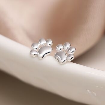 Sterling Silver Cat Paw Stud Earrings, 3 of 8