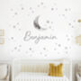 Custom Name With Crescent Moon And Stars Wall Sticker, thumbnail 1 of 3