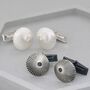 Sterling Silver And Black Cufflinks With Sunburst Motif, thumbnail 1 of 12