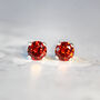 Red Crystal Stud Earrings In Silver And Gold Fill, thumbnail 3 of 12