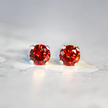 Red Crystal Stud Earrings In Silver And Gold Fill, 3 of 12