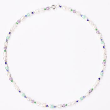 Lilac Green Pearl Beaded Necklace, 2 of 2