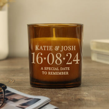 Personalised Amber Glass Candle – Wedding Or Anniversary Keepsake, 7 of 7