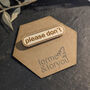 Wooden Engraved Please Don't Brooch, thumbnail 2 of 2