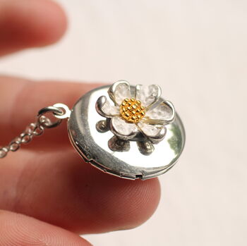 Personalised Silver Daisy Flower Locket, 4 of 12