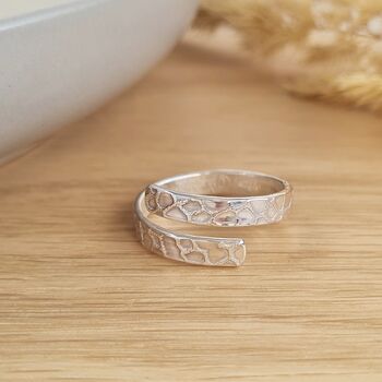 Bark Textured Sterling Silver Adjustable Band Ring, 2 of 7