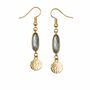 Gold Plated Grey Topaz Gemstone And Charm Drop Earrings, thumbnail 2 of 7