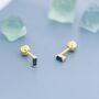 Sterling Silver Extra Tiny Sapphire Blue Baguette Cz Screw Back Earrings, thumbnail 4 of 12
