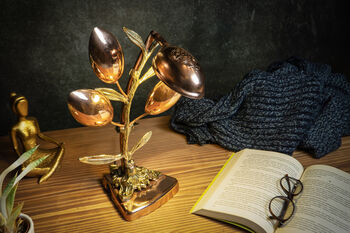 Handmade Solid Copper And Brass Bedside Lamp, 2 of 6